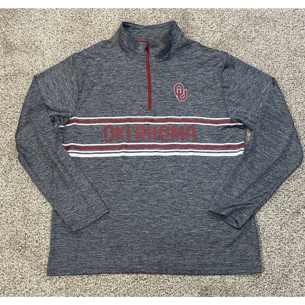 Colosseum Oklahoma Sooners 1/4 Zip Pullover Shirt Men’s XL Long Sleeve Gray